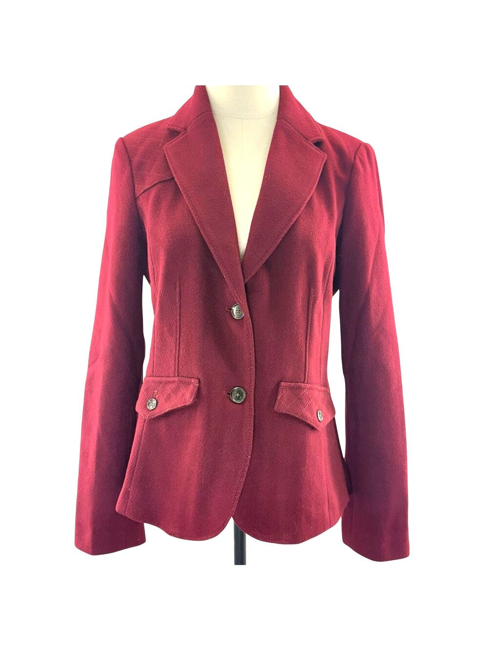 Eddie Bauer Women's 8 Wool Blazer Burgundy Equestrian Academia Jacket